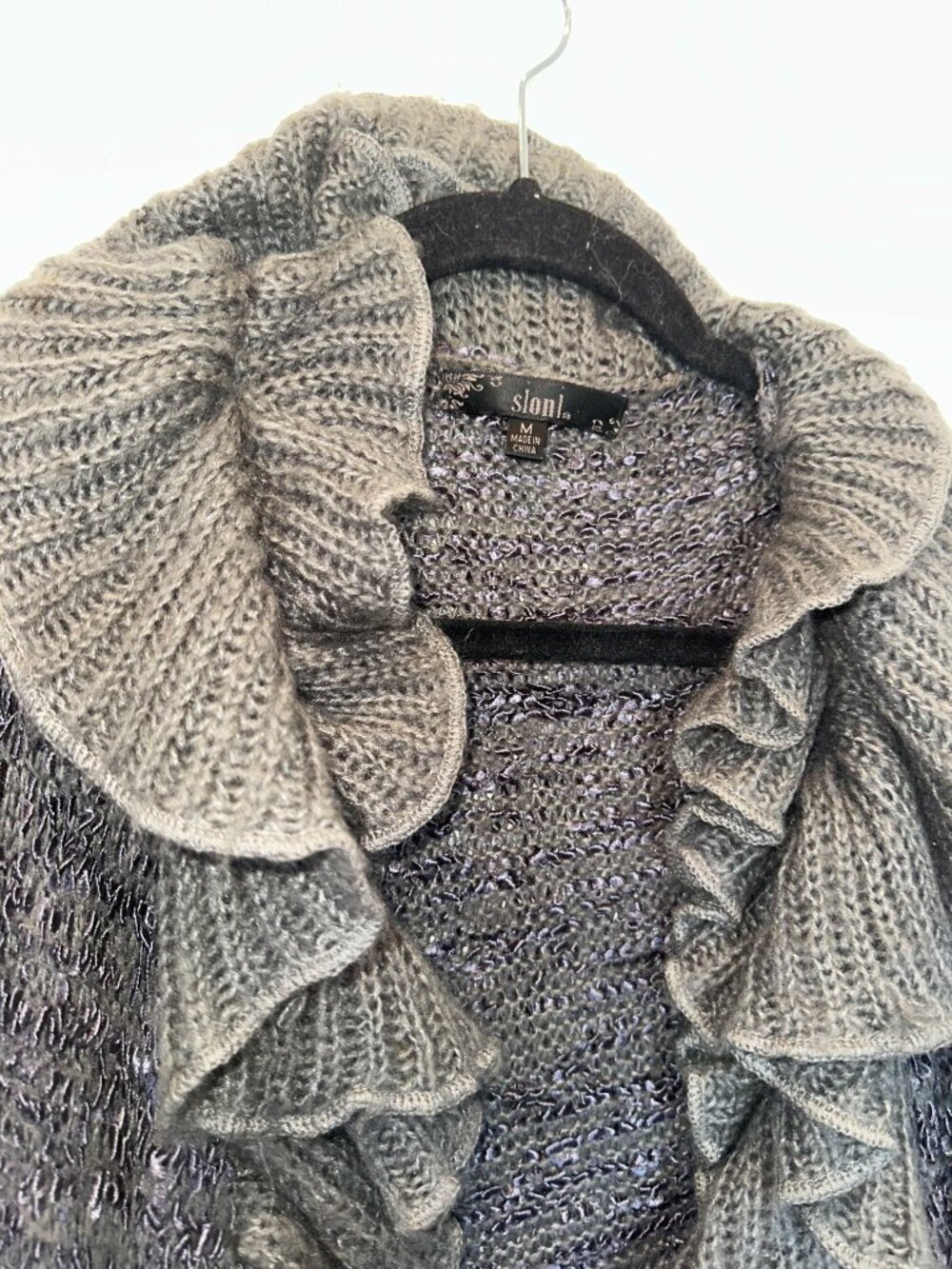 Slonl Ruffle Open Front Cardigan Sweater - Picture 3 of 6